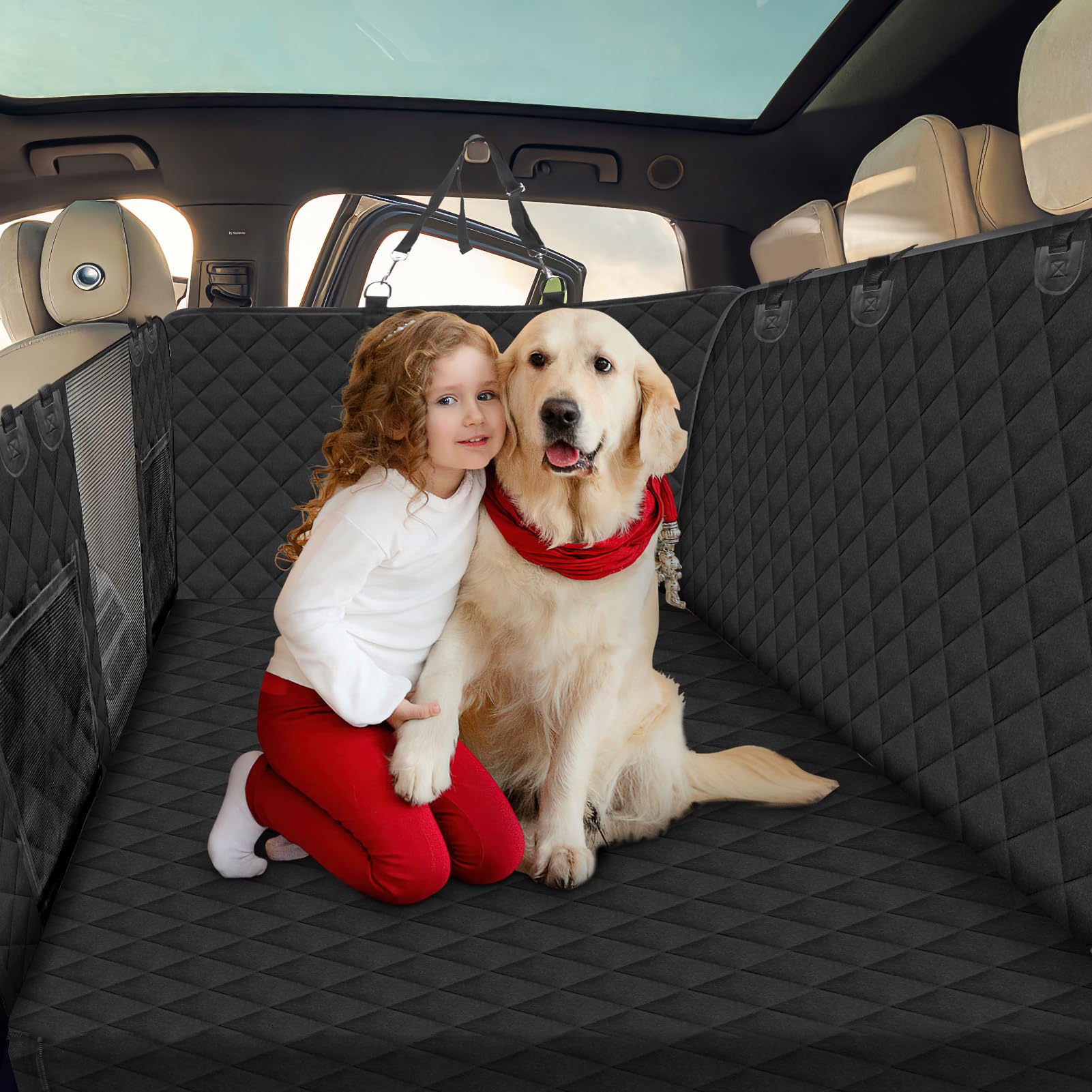 Hundedecke Auto Rückbank mit Harter Unterseite, Autoschondecke Hund Rücksitz Erhöhte Verbreiterte, Hundesitzbezug Wasserdicht Sturzprävention, Hundesitz Auto Rückbank mit Sicherheitsgurt, 132 x 64 cm Hundedecke Auto Rückbank mit Harter Unterseite, Autoschondecke Hund Rücksitz Erhöhte Verbreiterte, Hundesitzbezug Wasserdicht Sturzprävention, Hundesitz Auto Rückbank mit Sicherheitsgurt, 132 x 64 cm von LeadGoods