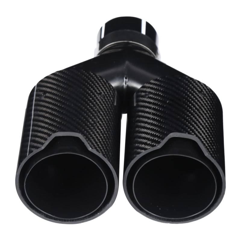Leapiture Tip Edelstahl-Auspuff-Auto-Endrohr 63-93 mm Y-förmig 1-Ein-2-Auslass Rechte Seite Doppelauslass-Auspuffendrohr Schwarze Kohlefaser für M Performance von Leapiture
