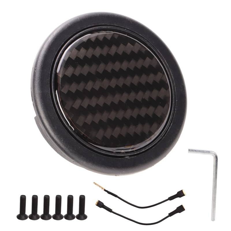 Leaviture Lenkradhornknopf mit 50 mm Durchmesser Kohlefaser Universal Car Horn -Startknopf Austausch für 6 Schrauben Lenkrad Lenkrad von Leapiture