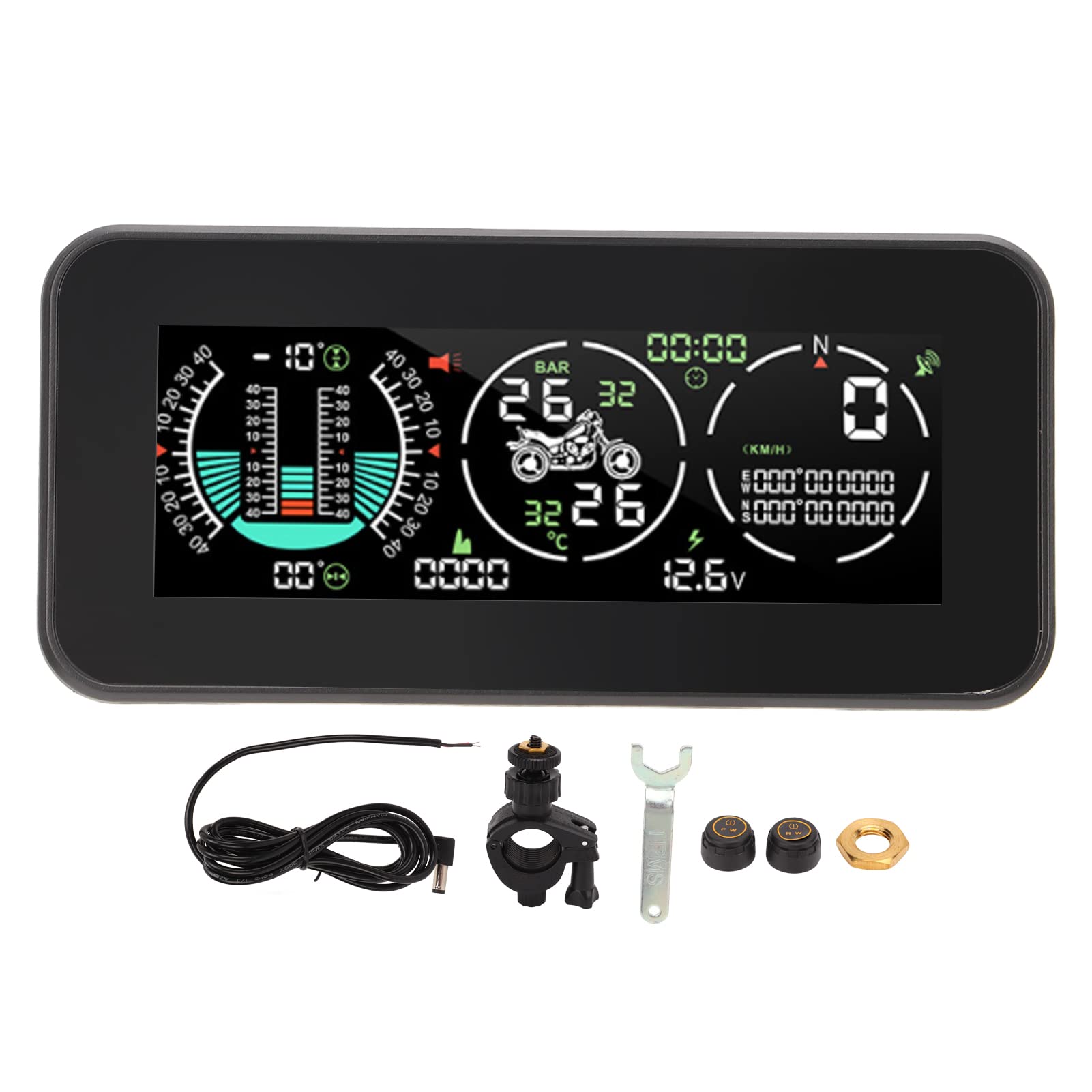 Reifendrucküberwachungssystem Reifenkontrollsystem ABS Hochtemperaturbeständiger Gradientenmesser GPS HUD-Display mit 2 externen TPMS-Sensoren für Motorräder von Leapiture