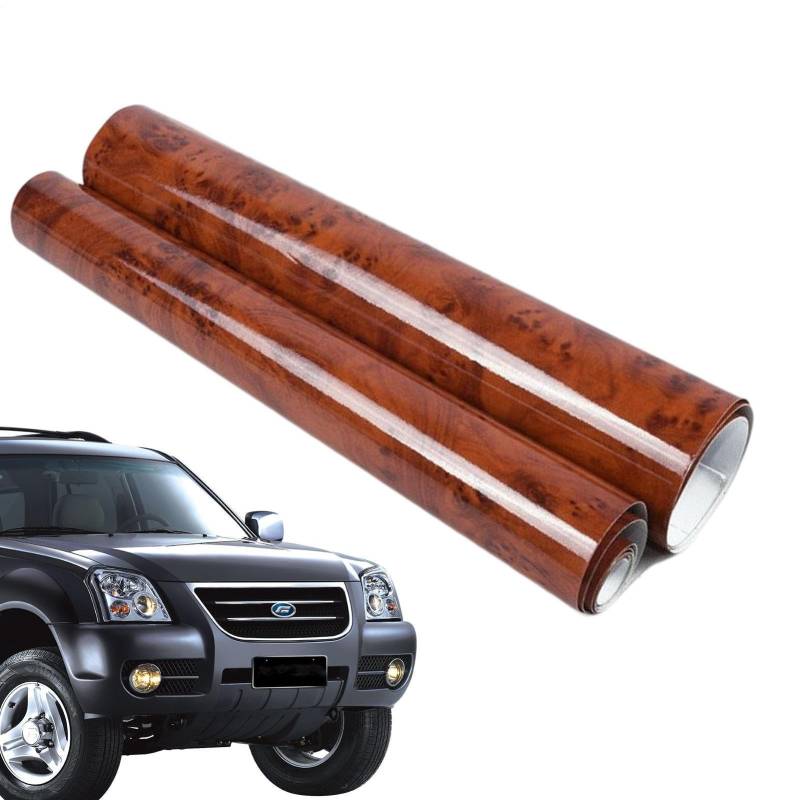 Autoabdeckung – Autoabdeckung in glänzender brauner Farbe, Farbwechselfolie der Holzmaserung | Umwickeln des Autos aus Holz, Autofolie, selbstklebend von LearnLyrics