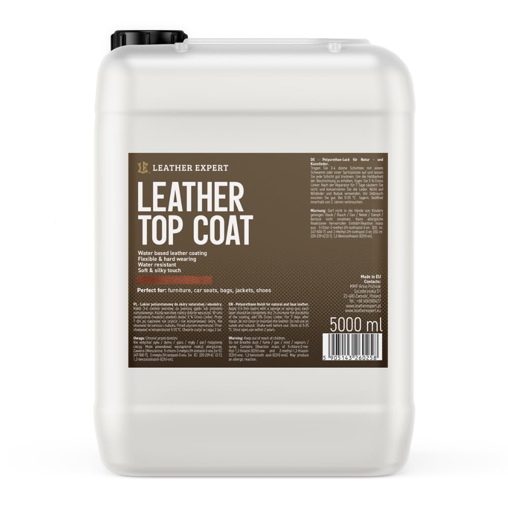 Farbfixierend Leder Finish Matt 5000ml - Lederfinish für Handwerker - Leather Top Coat für alle Arten Glattleder – Klarlack schützt vor Feuchtigkeit und Beschädigungen Farbfixierend Leder Finish Matt 5000ml - Lederfinish für Handwerker - Leather Top Coat für alle Arten Glattleder – Klarlack schützt vor Feuchtigkeit und Beschädigungen von Leather Expert