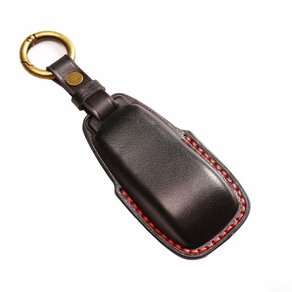 Autoschlüsselhülle, Rindsleder, Leder-Schlüsselhülle, Schutzhülle, Schlüsselanhänger, Zubehör für Mercedes C-Klasse Fahrzeug (schwarz) von Lecreatekit