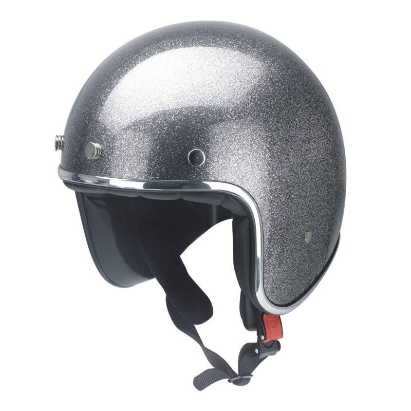 Motorrad Helm mit Chrome-Rand RB-765 metallic-grau Gr. XS-XXL von Ledershop-online