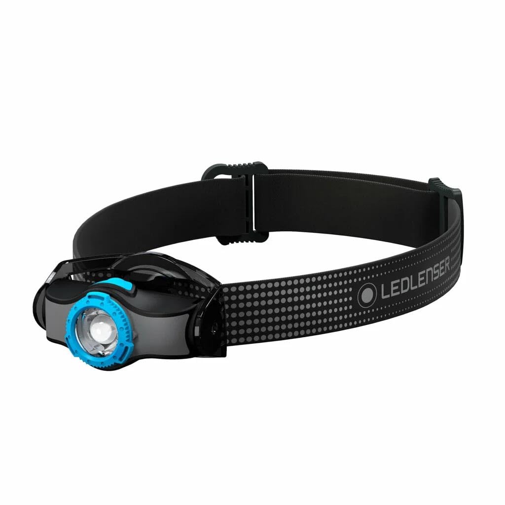 Ledlenser MH3 Outdoor Stirnlampe LED, Schwarz/Blau, 200 Lumen, fokussierbar, Leuchtweite 130m, Leuchtdauer bis 35h, Metallclip, inkl. Batterie, Kopflampe von Ledlenser