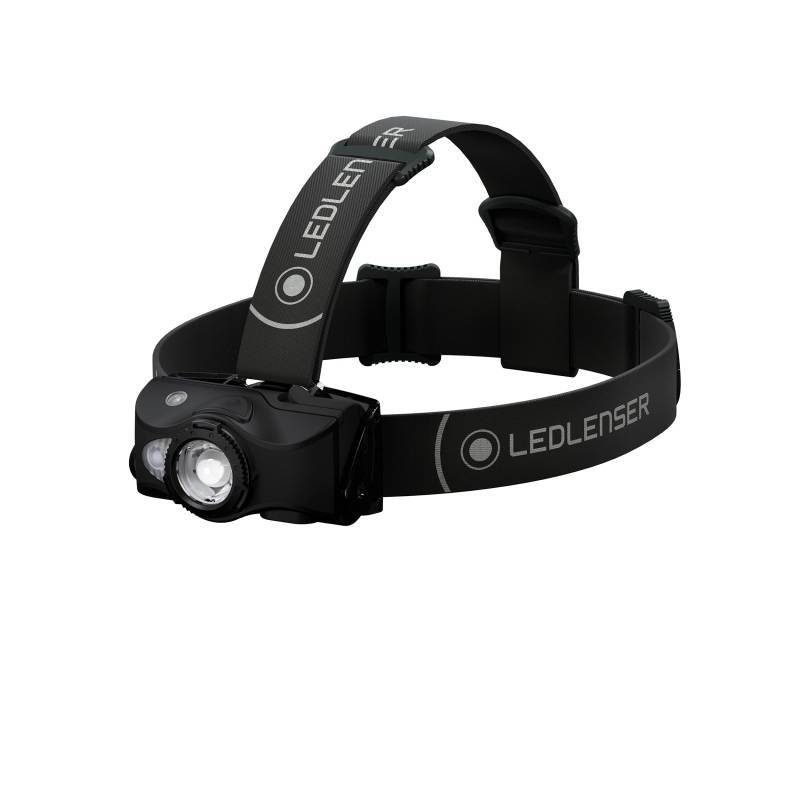 Ledlenser MH8 Outdoor Stirnlampe LED, Schwarz, aufladbar mit Akku, 600 Lumen, fokussierbar, Leuchtdauer bis 60h, Rot-/Grün-/Blaulicht, 2xAA Batteriebetrieb möglich, Transportsperre, Jagd, Angeln von Ledlenser