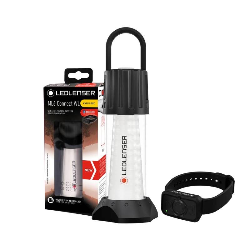 Ledlenser ML6 Connect Warm Light LED Laterne, 750 Lumen, bis zu 180h Laufzeit, aufladbar mit Akku, blendfreies Licht, Powerbank, Bluetooth-Fernbedienung, Magnet, Outdoor, Camping, Schwarz von Ledlenser