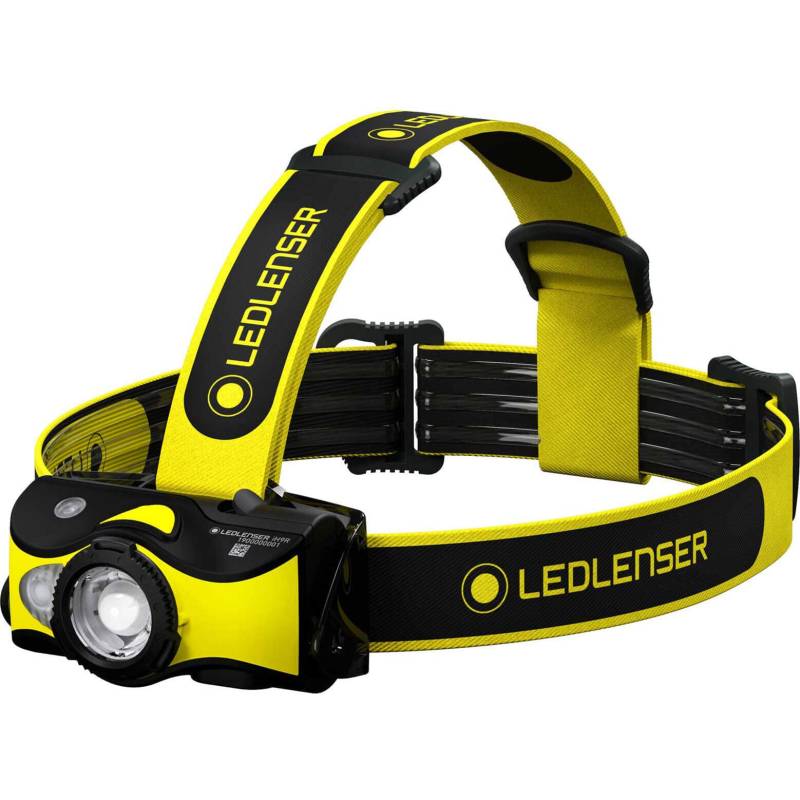 Ledlenser iH9R, robuste LED-Stirnlampe für Handwerker, Elektriker, Industriearbeiter, Akku- oder Batteriebetrieb möglich, 2 Energiemodi, zusätzliche Multicolor-LED, inkl. Helmbefestigung von Ledlenser