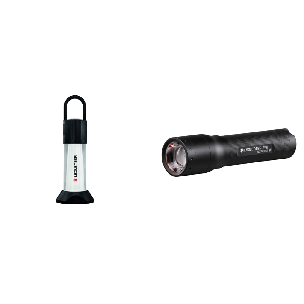 Ledlenser 502084 LED Outdoor Laterne, schwarz & Ledlenser P7R Taschenlampe Wiederaufladbar Box von Ledlenser