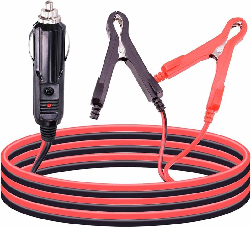 Leehitech 3M 12V/24V Zigarettenanzünder Verlängerungskabel mit LED, Buchse Stecker Auto Ladegerät Adapter mit Autobatterie-Clip Kabel 16AWG 15A Sicherung Wasserdicht Zigarette Feuerzeug für KFZ LKW von Leehitech