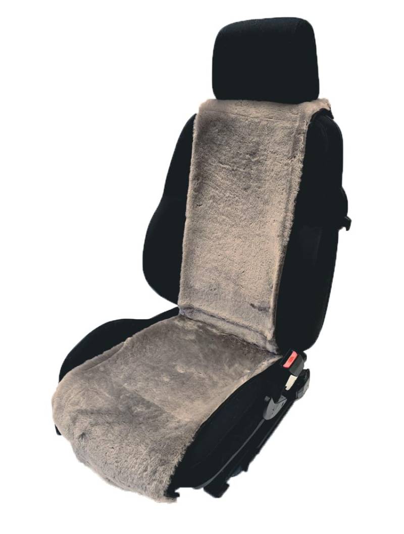 Hochwertiges Lammfell Autositzauflage 36 cm x 135cm – Geeignet für Jede Jahreszeit - 18mm Fellhöhe - Universelle Passform (Grau) von Leibersperger