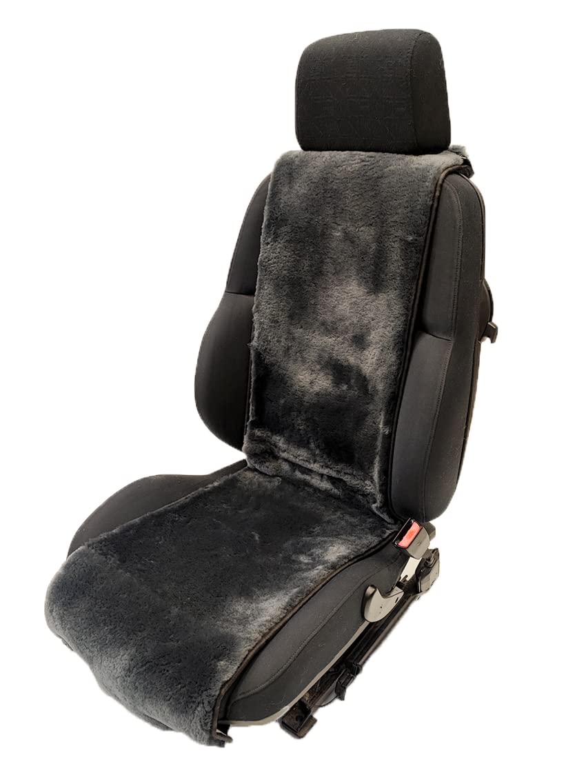Leibersperger Felle Hochwertiges Lammfell Autositzauflage 36 cm x 135 cm – Fellhöhe 18mm - Pflegeleicht und strapazierfähig - Universelle Passform (Schiefer) von Leibersperger