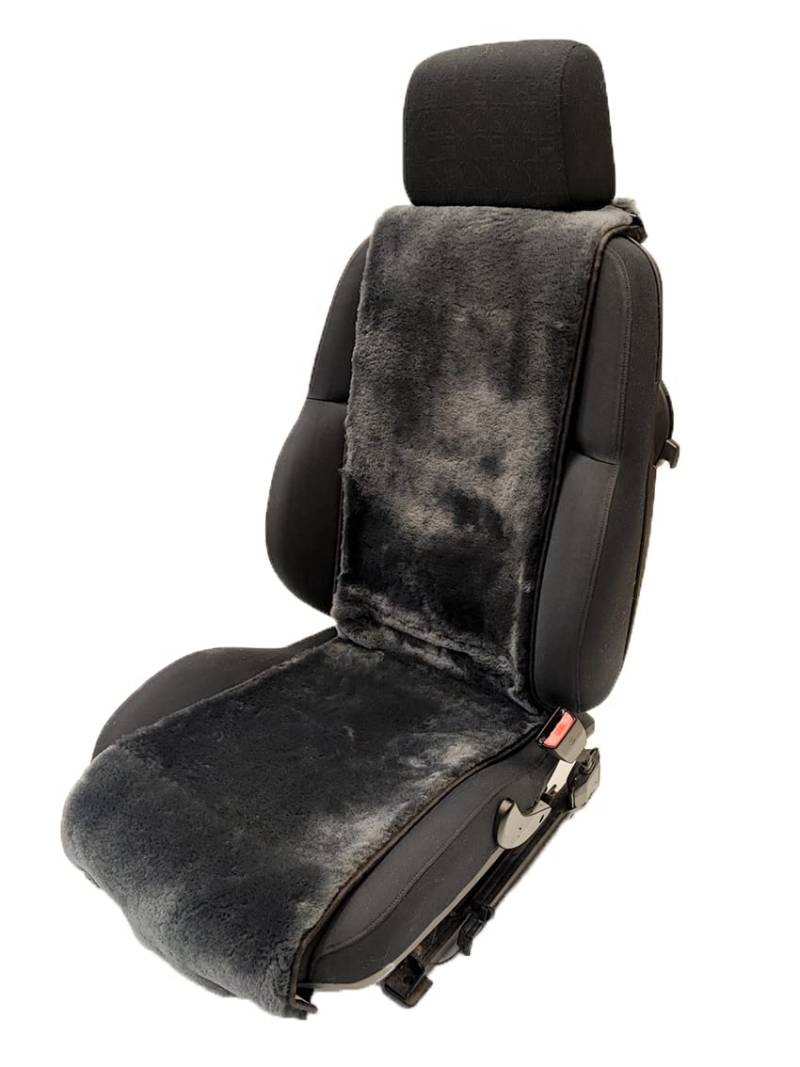 Leibersperger Felle Hochwertiges Lammfell Autositzauflage 36 cm x 135 cm – Fellhöhe 18mm - Pflegeleicht und strapazierfähig - Universelle Passform (Schiefer) von Leibersperger