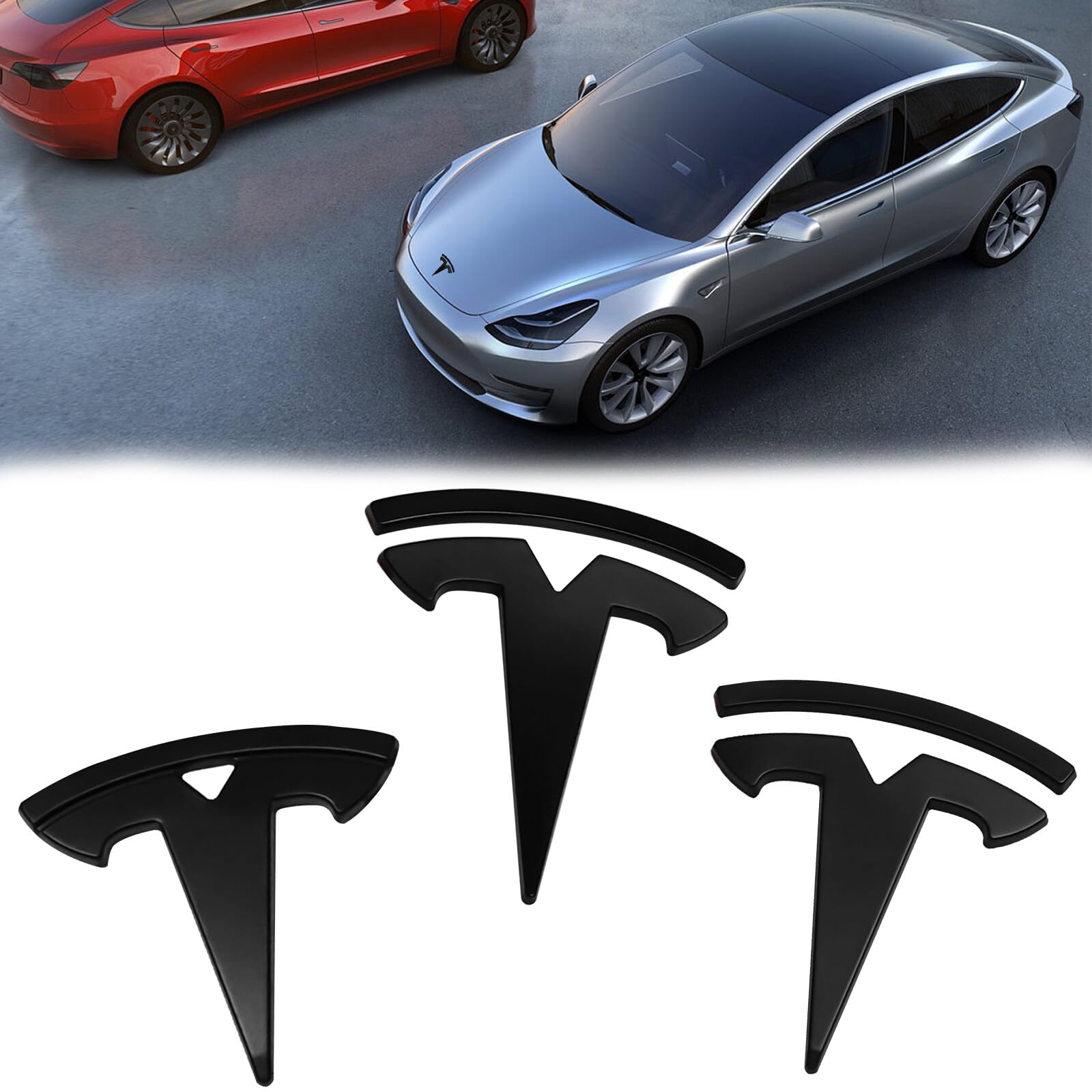 3 Stücke Tesla Emblem Logo: Modell 3 Auto Marke Etikett Front Motorhaube Frontkennzeichen Kofferraum Lenkrad Logo Aufkleber Mattschwarze Emblem Auto Zubehör Kompatibel mit Tesla Model 3 3 Stücke Tesla Emblem Logo: Modell 3 Auto Marke Etikett Front Motorhaube Frontkennzeichen Kofferraum Lenkrad Logo Aufkleber Mattschwarze Emblem Auto Zubehör Kompatibel mit Tesla Model 3 von Leikurvo