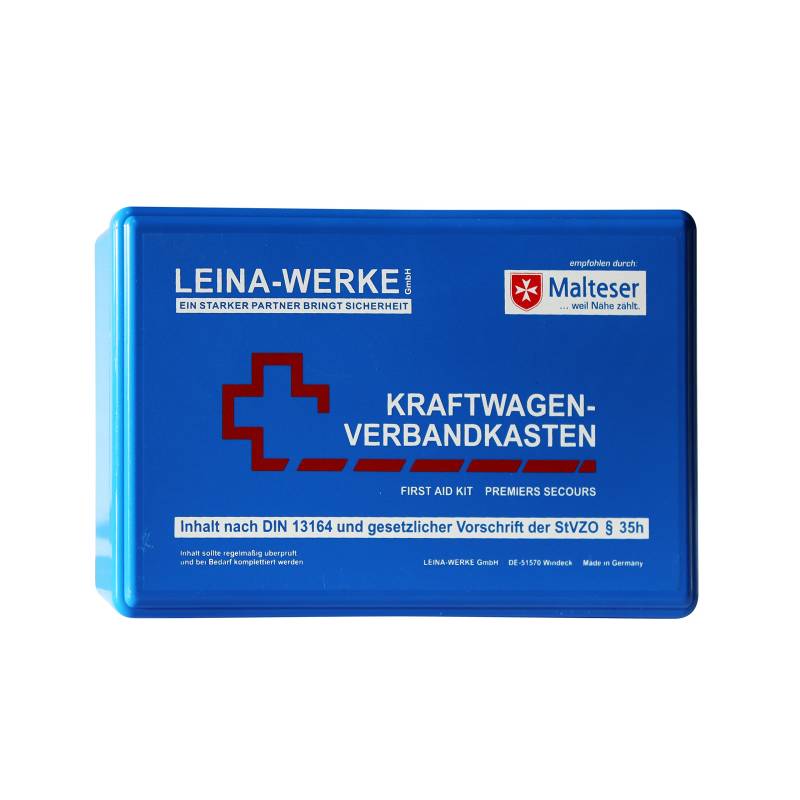 Leina-Werke 10006 KFZ-Verbandkasten Standard, Blau/Weiß/Rot von Leina-Werke