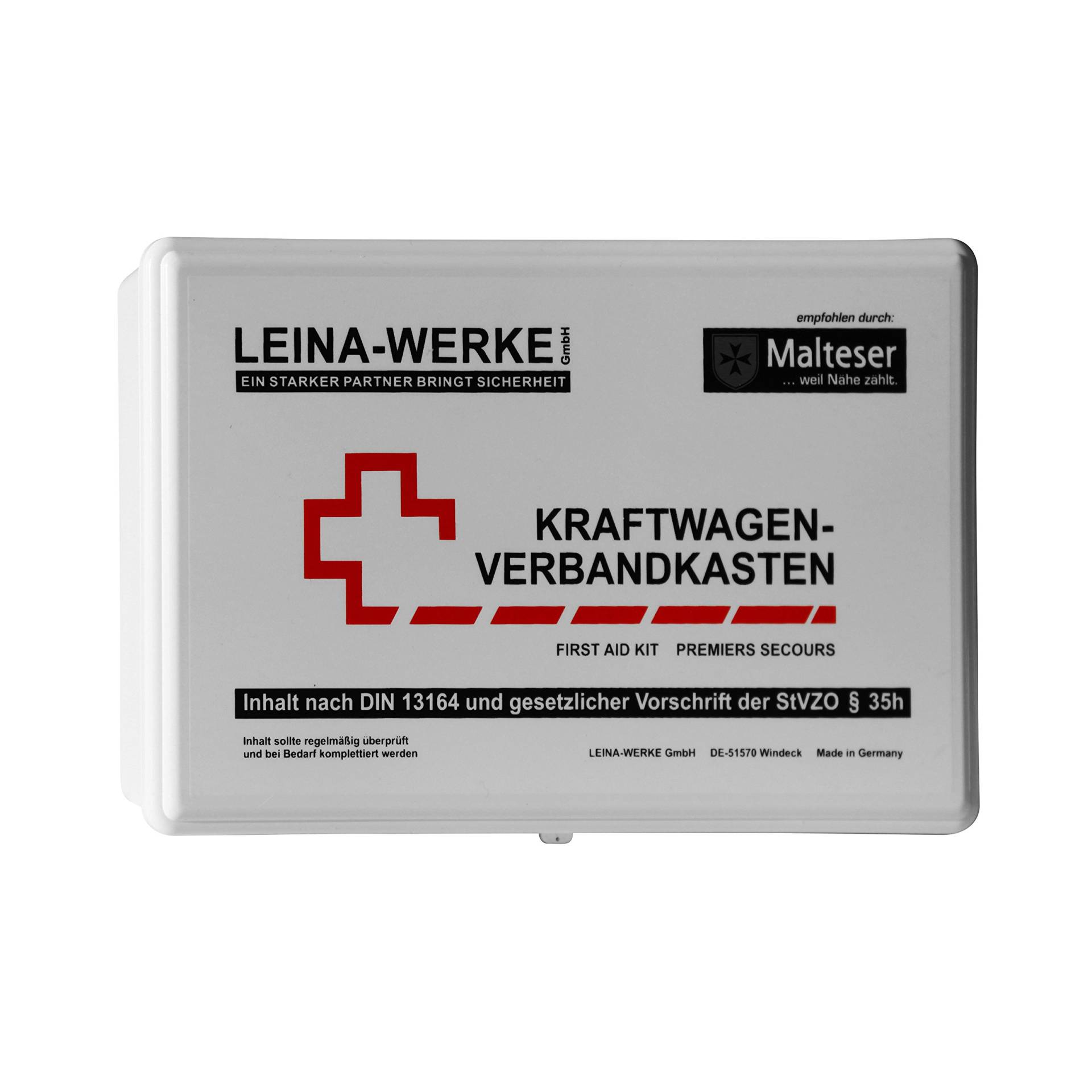 Leina-Werke 10008 KFZ-Verbandkasten Standard, Weiß/Schwarz/Rot von Leina-Werke