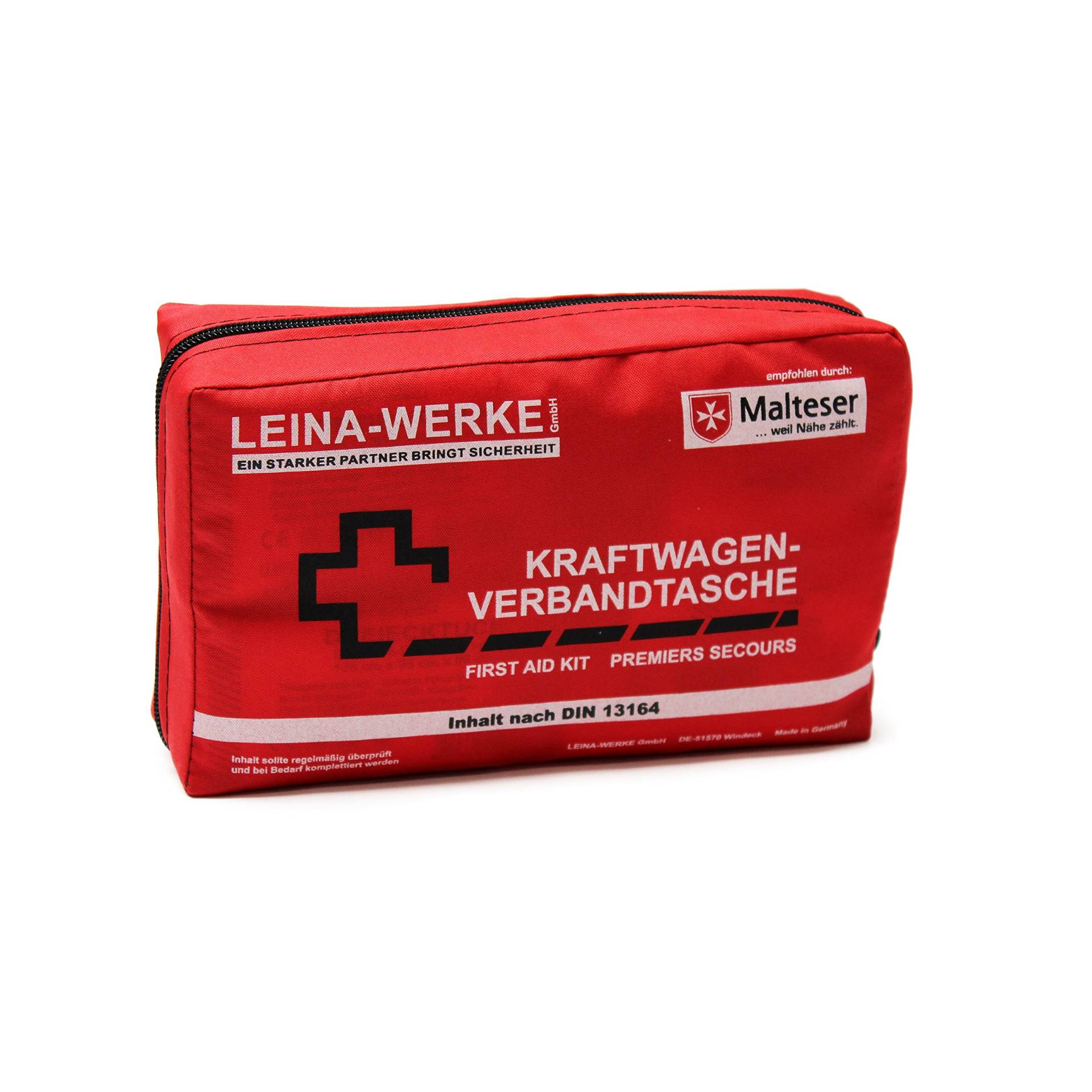 LEINA-WERKE REF 11008 Leina Kfz-Verbandtasche Compact, Inhalt DIN 13164, rot von Leina