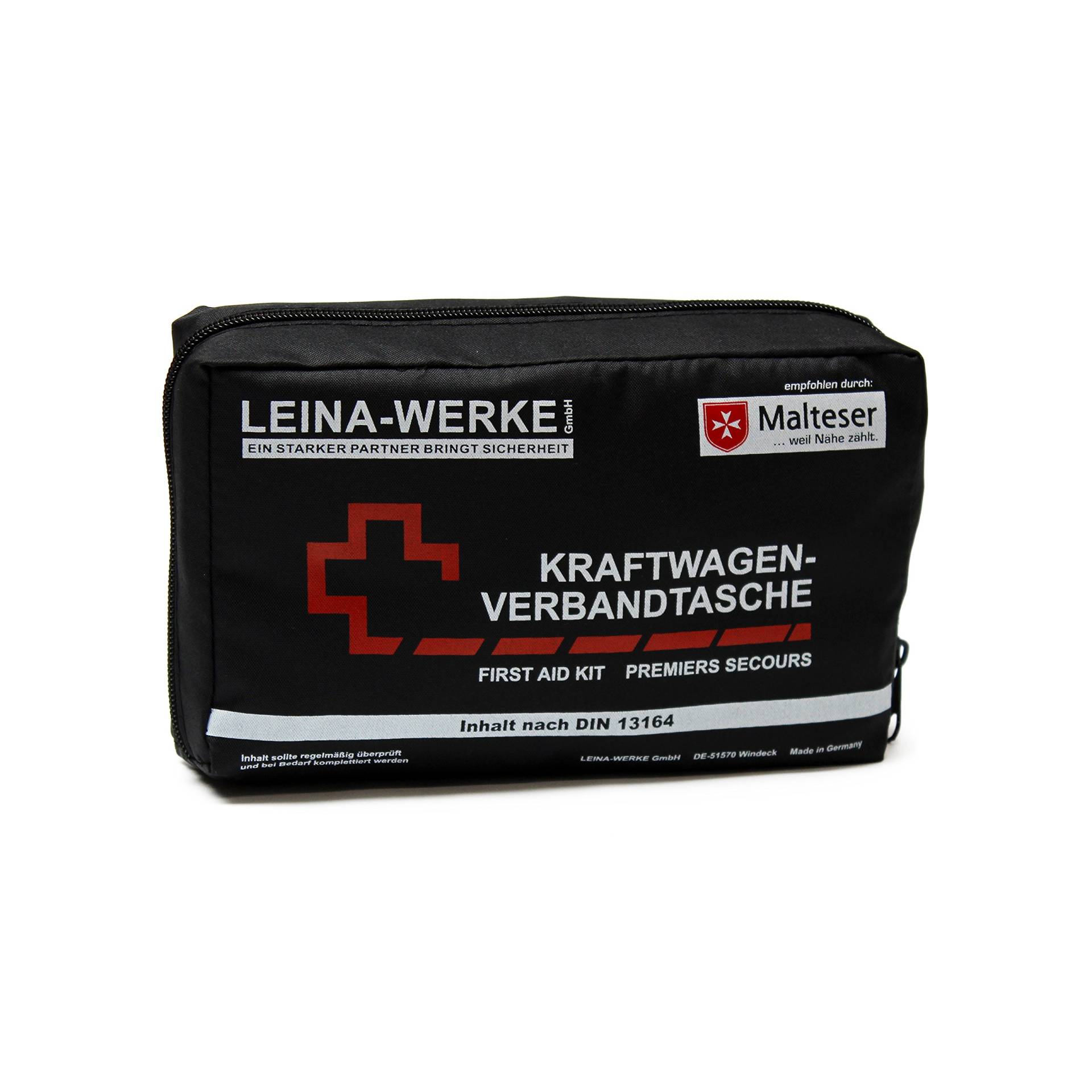 Leina-Werke 11052 KFZ-Verbandtasche Compact Ecoline mit Warnweste und Klett Rot//Schwarz