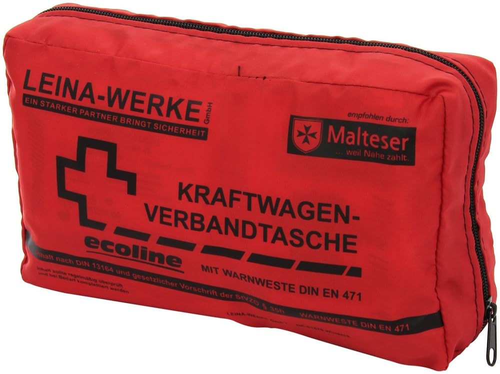Leina-Werke 11052 KFZ-Verbandtasche Compact Ecoline mit Warnweste und Klett, Rot/Schwarz Leina-Werke 11052 KFZ-Verbandtasche Compact Ecoline mit Warnweste und Klett, Rot/Schwarz von LEINA-WERKE