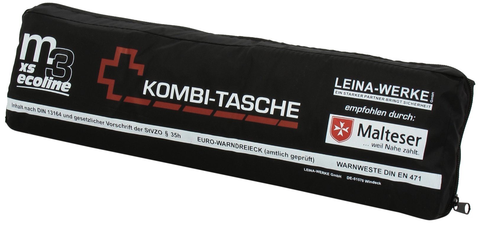 Leina-Werke 14094 Mini-Kombitasche M3 Ecoline mit Klett, XS, Schwarz/Weiß/Rot von LEINA-WERKE