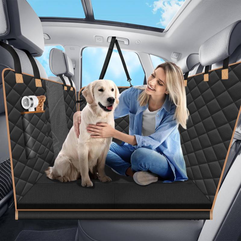 Lekespring Hundedecke Auto Rückbank, Hundesitz Auto Rückbank mit Harter Unterseite und 3cm Schaumstoff, Autoschondecke, Schwarz von Lekespring