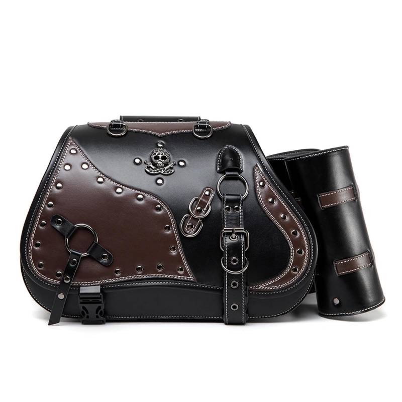 Lerpwige Allgemeine Satteltaschen Set wasserdichte PU Leder Seitenbeutel Mit Getränkehalter Stilvoller Tasche Für Tägliche Essentials von Lerpwige