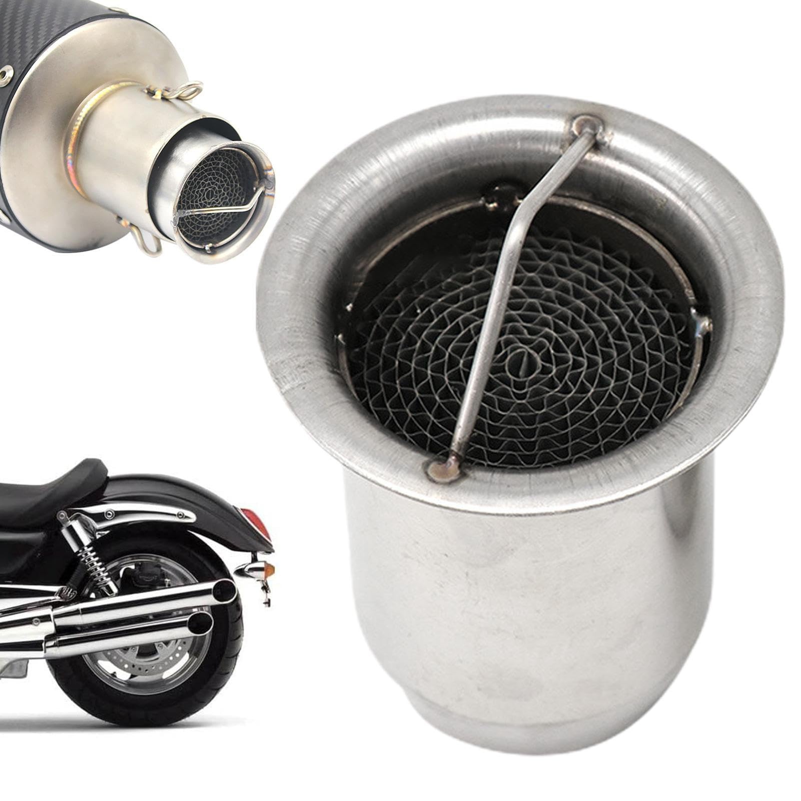 Abgasschalldämpfer-Einsatz,Edelstahl-Motorrad-Abgasgeräuscheliminator - Mit Gitterstruktur, reduziert Geräusche, hochtemperaturbeständig, 51 mm oder 60 mm für Motorradmodifikationen Leryveo von leryveo