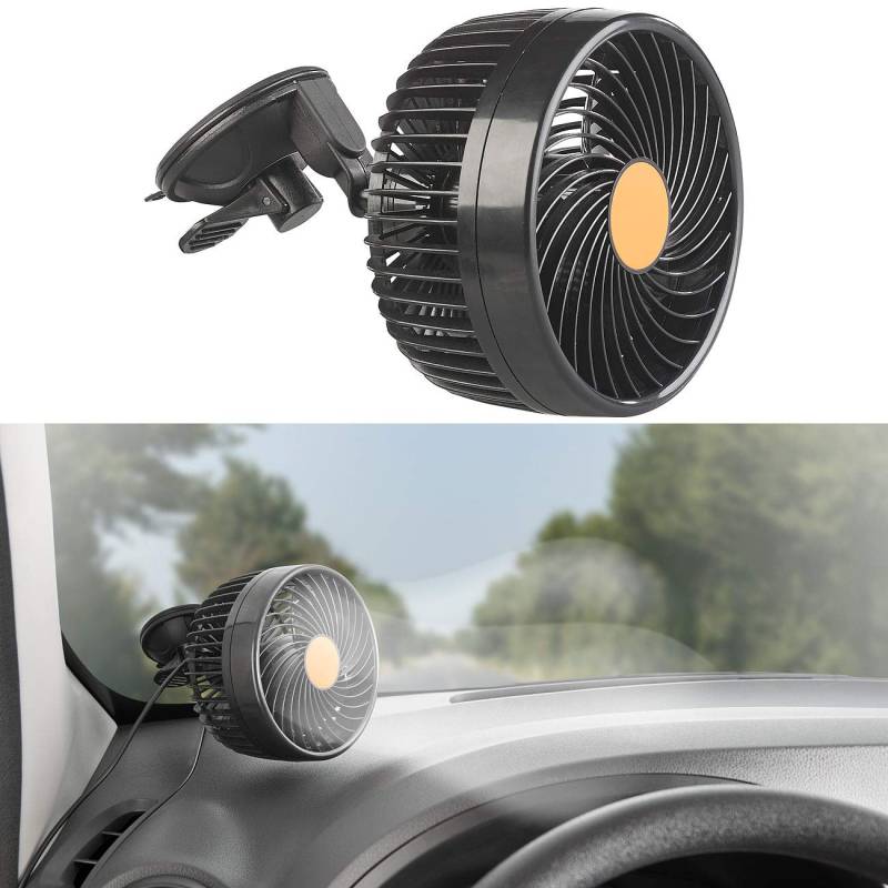 Lescars 24 Volt Ventilator Lkw: Lkw- & Kfz-Ventilator f. 24-V-Anschl., stufenlose Geschwindigkeit, 12W (24V, für Auto, Zubehör) von Lescars