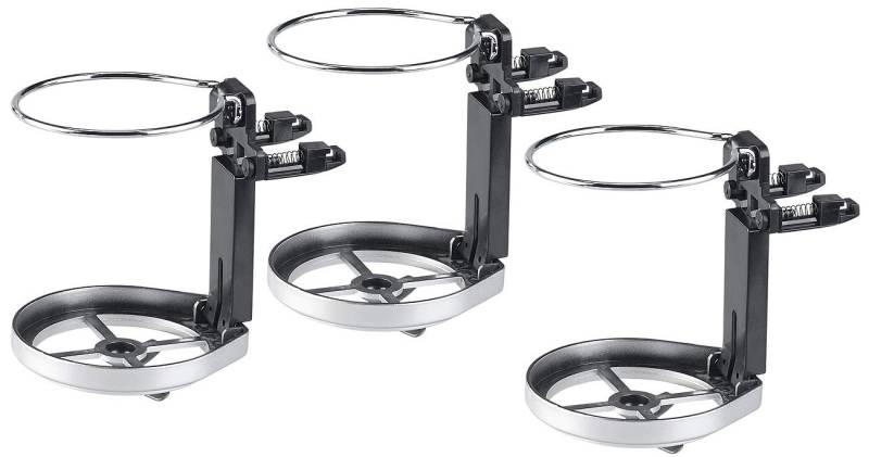 Lescars Flaschenhalter Auto: 3er-Set Auto-Getränkehalter für Lüftungsgitter, 10 cm hoch, 7 cm Ø (Becherhalter, Dosenhalter, Trinkflasche) von Lescars