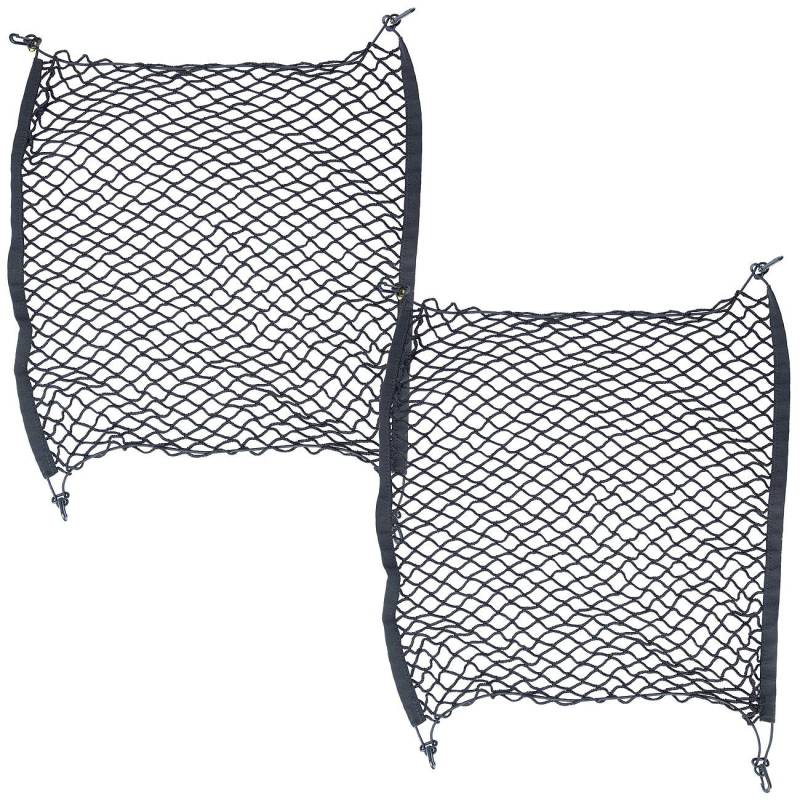 Lescars Trennnetz Kofferraum: 2er Pack Universal-Kofferraum-Gepäcknetz, 70 x 70 cm, dehnbar (Kofferraum Trennnetz Universal, Ablagenetz Auto, Kofferraumtasche) von Lescars