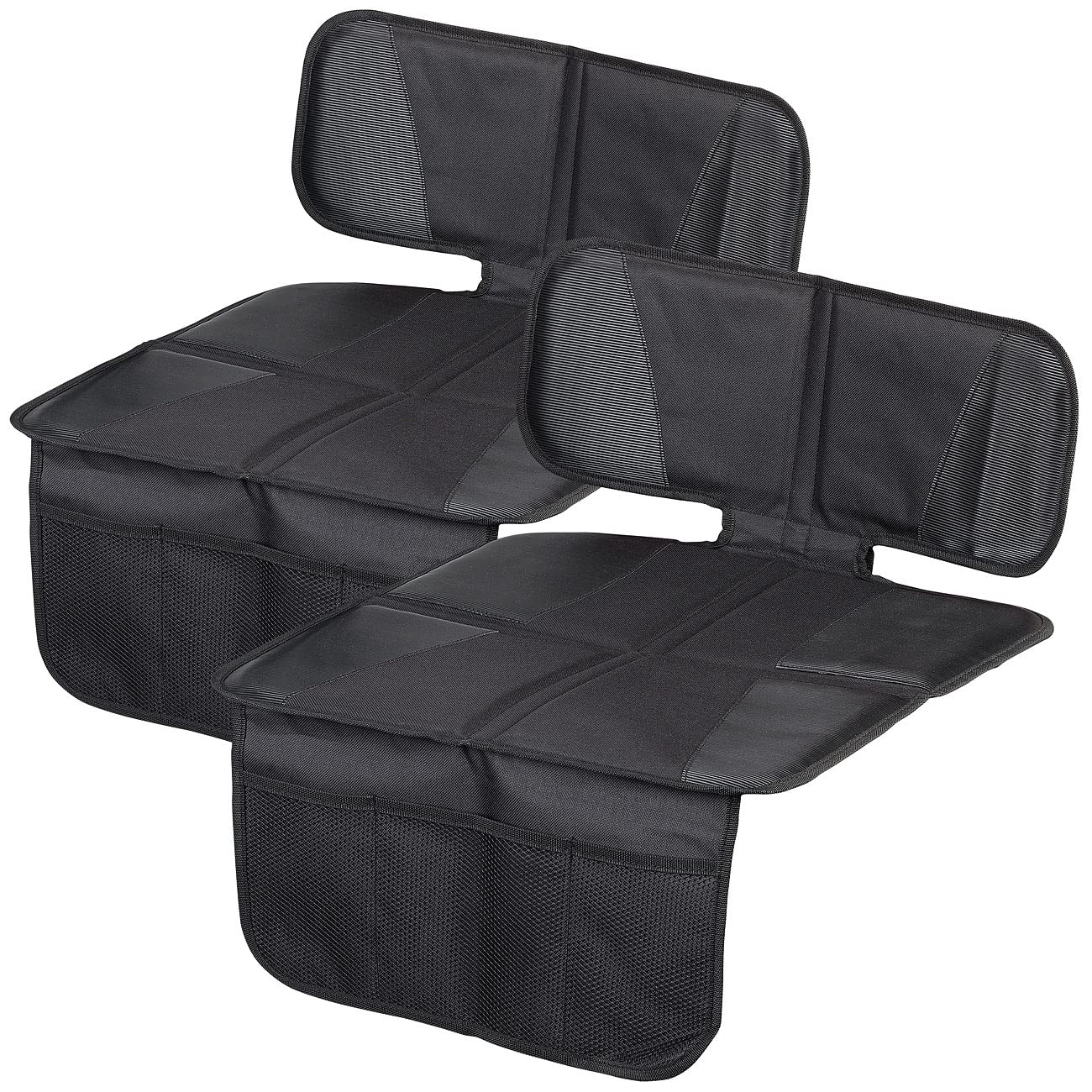 Lescars Sitzschoner: 2er-Set Kindersitz-Unterlage Basic, 3 Netztaschen, Isofix-geeignet (Sitzschutz Kindersitz, Sitzschoner Kindersitz, Autositzbezüge) von Lescars