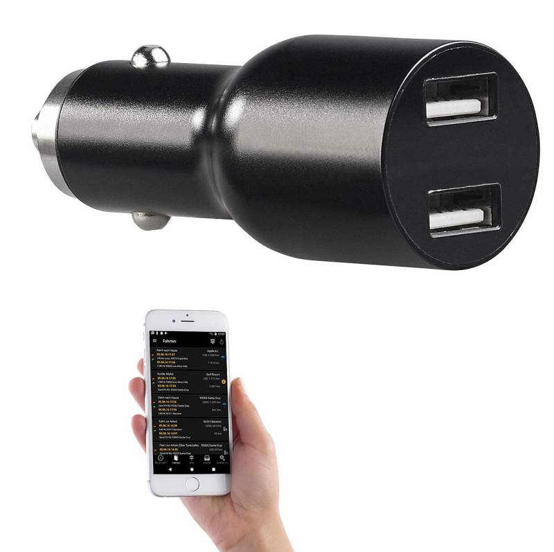 Lescars GPS Fahrtenbuch: Kfz-Fahrtenbuch-Adapter & USB-Ladegerät, Bluetooth, App, Quick Charge (Elektronisches, GPS Tracker Auto, Kalender) von Lescars