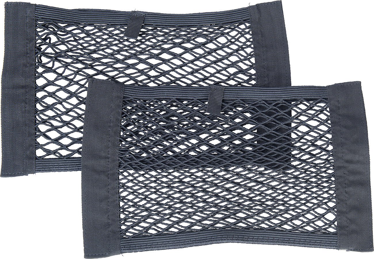 Lescars Gepäcknetz: 2er-Set Universal Aufbewahrungsnetz, 25 x 40 cm, elastisch (Gepäcknetz elastisch, Aufbewahrungsnetz Auto, Smartphone Halterung) von Lescars