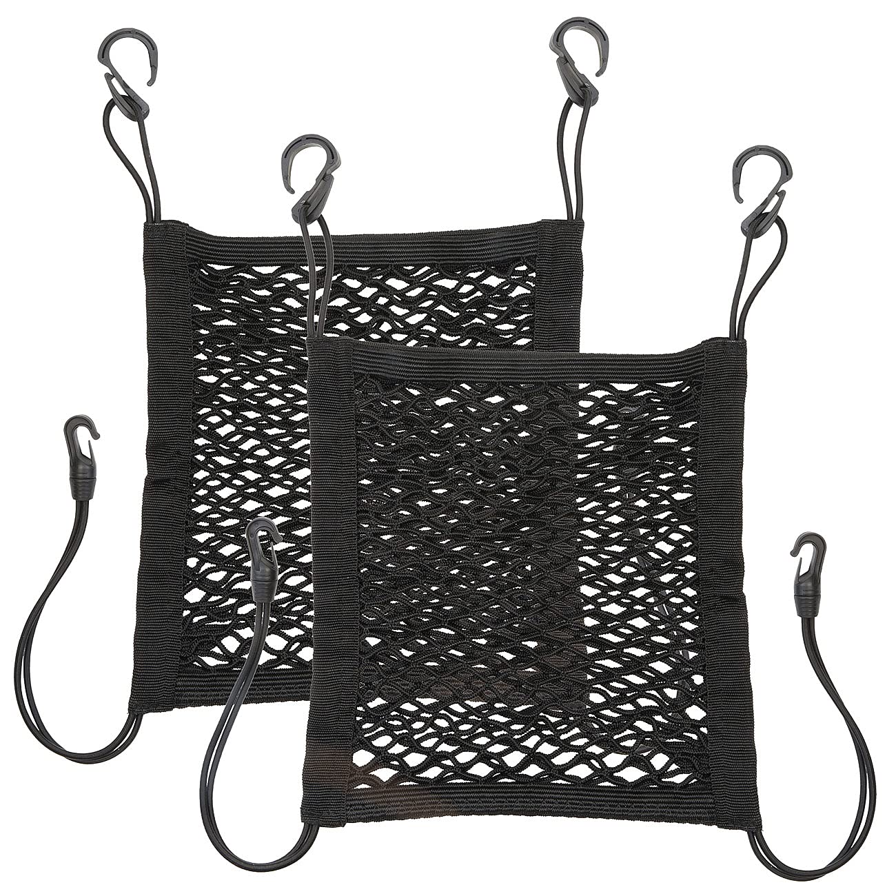 Lescars Kfz Zubehör: 2er-Set Kfz-Rückenlehnen-Aufbewahrungsnetze, 30 x 28 cm, elastisch (Netz-Tasche, Autonetztasche, Tablet Halterung Auto) von Lescars