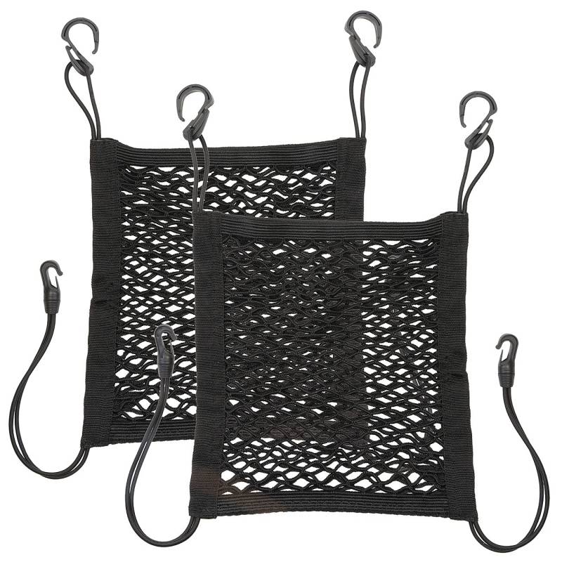 Lescars Kfz Zubehör: 2er-Set Kfz-Rückenlehnen-Aufbewahrungsnetze, 30 x 28 cm, elastisch (Netz-Tasche, Autonetztasche, Tablet Halterung Auto) von Lescars
