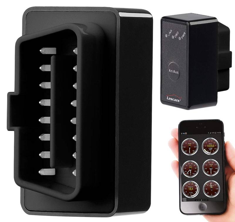Lescars OBD Adapter: OBD2-Profi-Adapter mit Bluetooth, für Android-Mobilgeräte (OBD Adapter, Bluetooth, OBD2 Diagnosegerät von Lescars