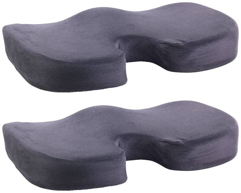 Lescars Sitzkissen Auto Rücken: 2er-Set Memory-Foam-Sitzkissen für bequemes Sitzen im Auto, Büro & Co. (ergonomisches Sitzkissen, Kissen fürs, Autositz Orthopädische Auflage) von Lescars