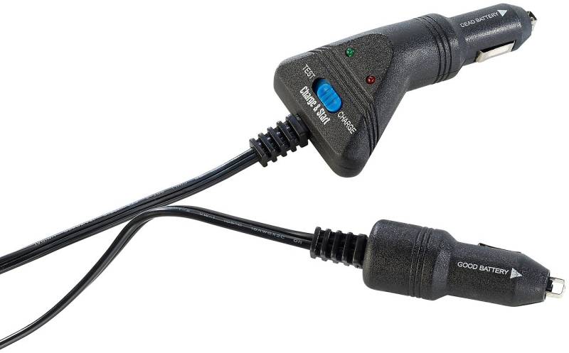 Lescars Starthilfekabel: Kfz-Starter-Kit für den Zigarettenanzünder, 4m-Kabel (Starthilfe über Zigarettenanzünder, Starter Kit Auto, Starterkit Autobatterie) von Lescars