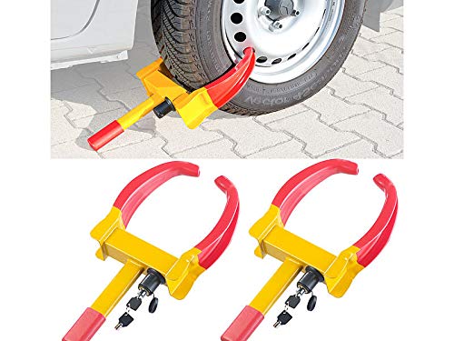Lescars Autokralle: 2er-Set Universal-Radkrallen zum Diebstahlschutz für Reifen bis 265 mm (Autodiebstahl-Sicherung, Auto-Kralle Reifen, Parkplatz) von Lescars