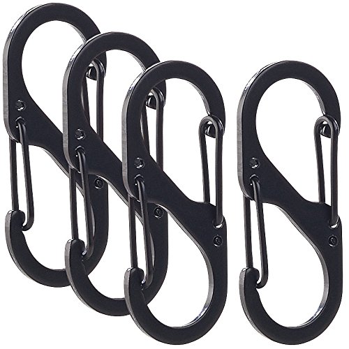 Lescars Gepaecknetz: 4er-Set Karabiner-S-Haken (Gepäckraumnetze für Karabiner, Universal Kofferraum-Gepäcknetz, Kofferraumtasche) von Lescars