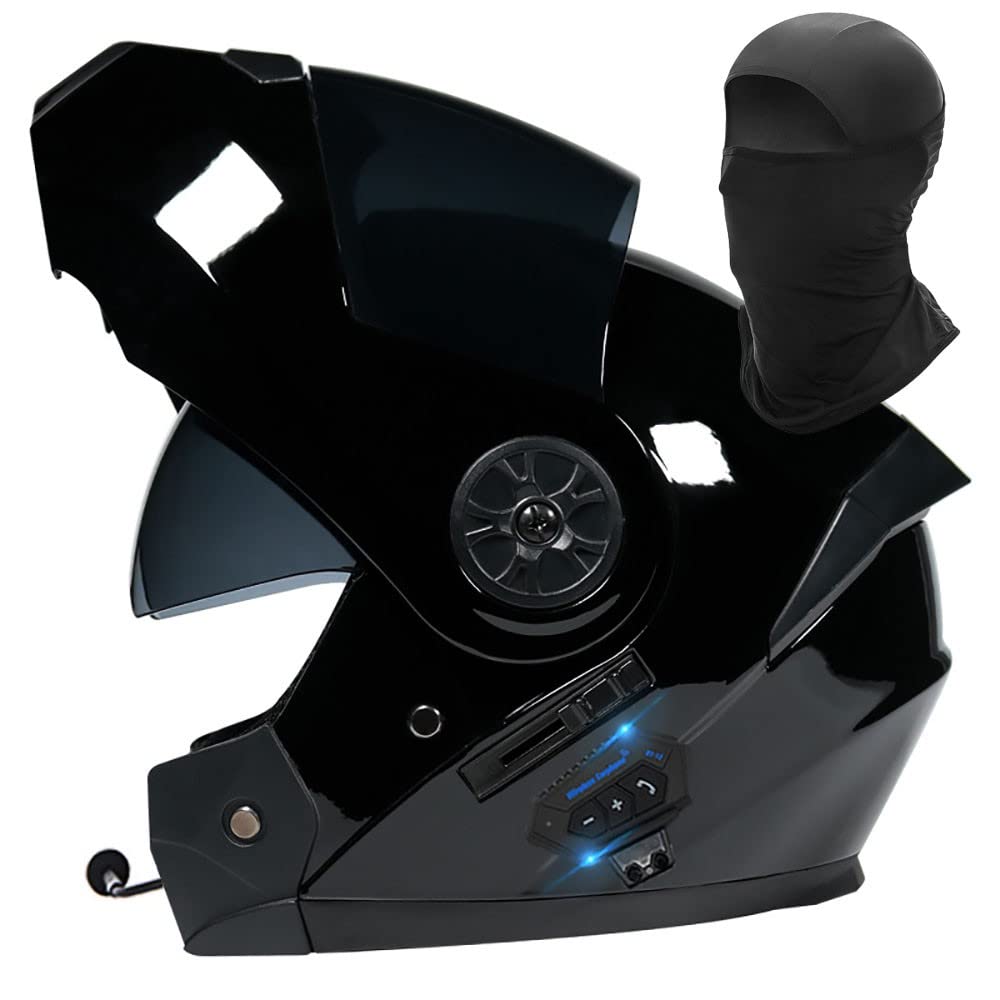 Motorrad Integrierter Klapphelm mit Bluetooth Bluetooth-Helm ECE Genehmigt Integralhelm mit Eingebautem Schweißmaske Geräuschunterdrückung Automatische Reaktion 55~64cm von Letetexi
