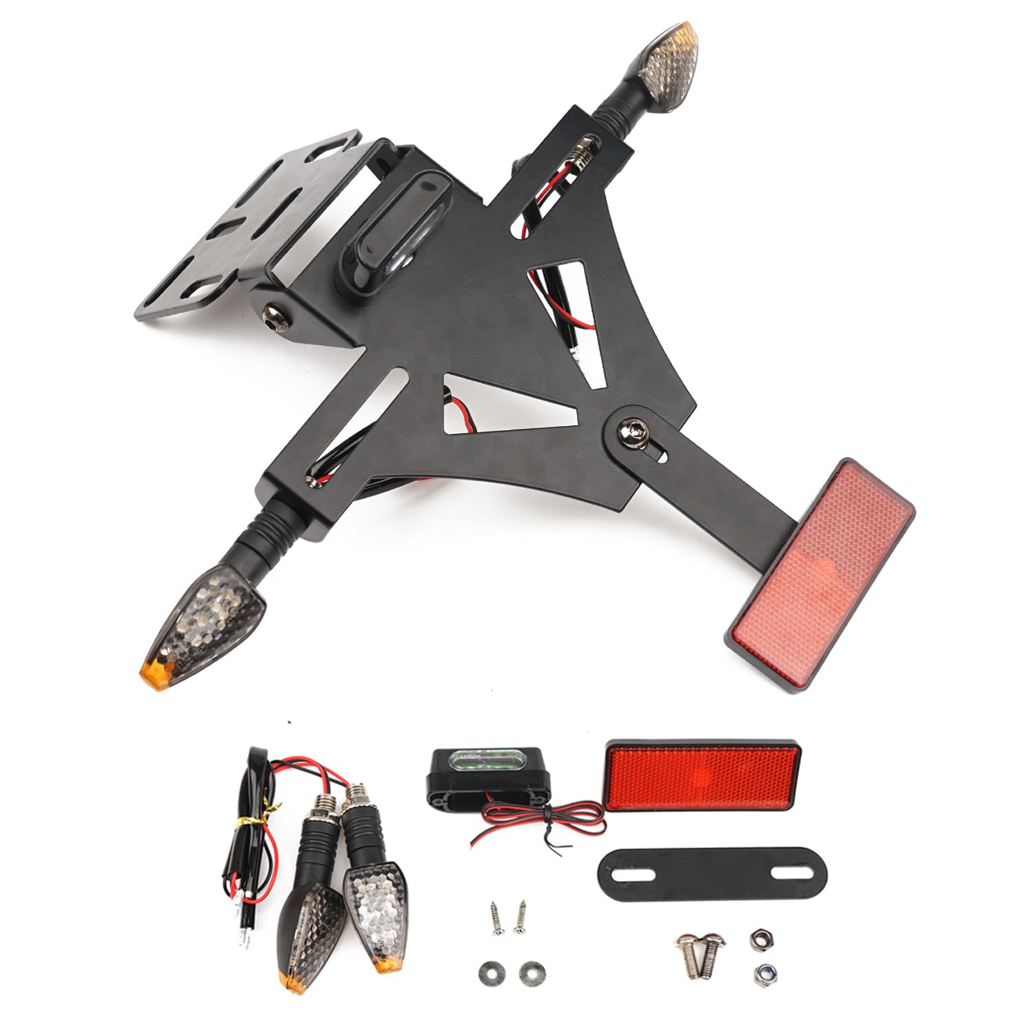 Letgoing Universeller Motorrad-Kennzeichenhalter mit LED-Beleuchtung & Blinkerfunktion Verstellbarer Neigungswinkel Aluminium-Kennzeichenhalter für CB650R/CBR650R YZF R1/R3/R6/R25 MT-07 Letgoing Universeller Motorrad-Kennzeichenhalter mit LED-Beleuchtung & Blinkerfunktion Verstellbarer Neigungswinkel Aluminium-Kennzeichenhalter für CB650R/CBR650R YZF R1/R3/R6/R25 MT-07 von Letgoing