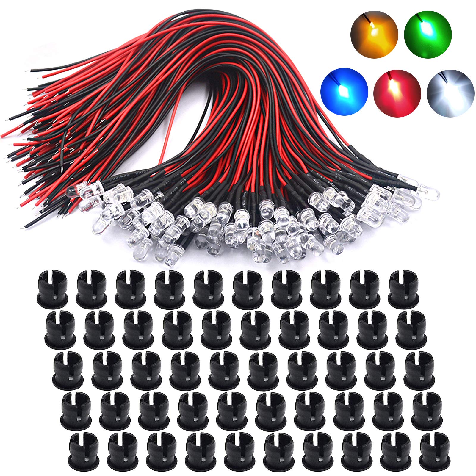 50 Stck Vorverdrahtetes Mini Led Leuchtdioden 5mm DC 12v Set,Led-Diode Modellbau Beleuchtung Mehrfarben Weiß, Rot, Blau, Grün, Gelb Lewttyer 50 Stck Vorverdrahtetes Mini Led Leuchtdioden 5mm DC 12v Set,Led-Diode Modellbau Beleuchtung Mehrfarben Weiß, Rot, Blau, Grün, Gelb Lewttyer von Lewttyer