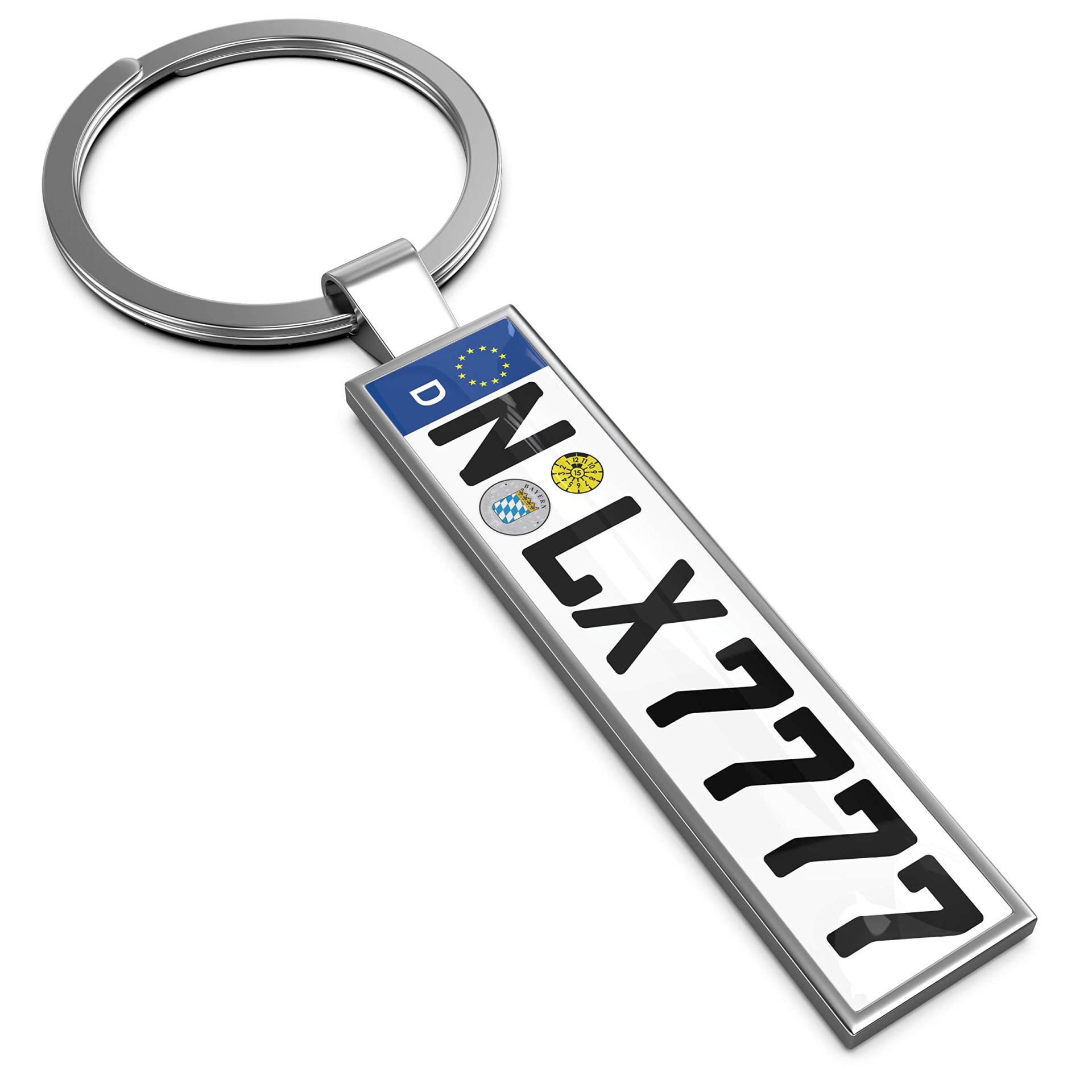 LEXTRADY Schlüsselanhänger in Premium Qualität mit KFZ Kennzeichen Autoschilder Wunschkennzeichen Wunschtext für Auto Nummernschild Geschenk personalisiert von LEXTRADY