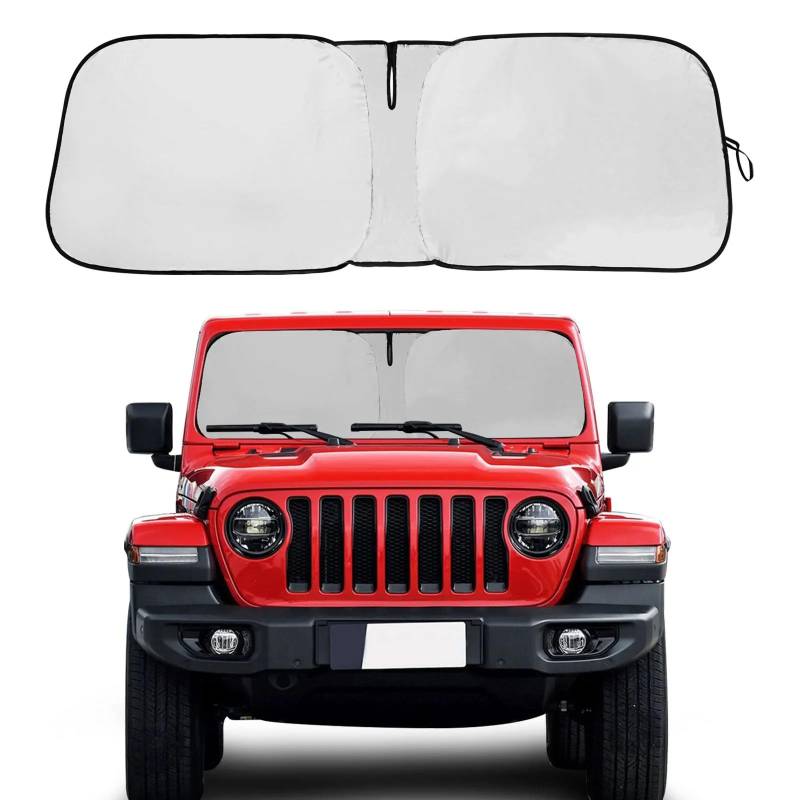 Auto Sonnenschutz Für Jeep Für Wrangler JL/Für JLU 2018 2019 2020 2021 2022 2023 2024 Frontscheibe Sonnenschutz UV Block Abdeckung Autofenster Sonnenschutz von Lhdktee