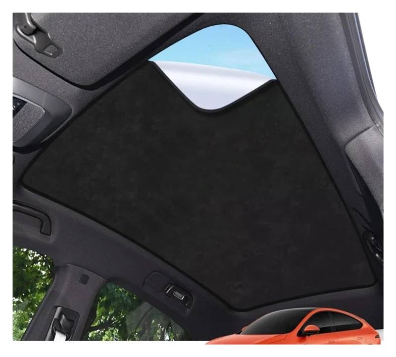 Auto Sonnenschutz Für XPENG Für G6 2024-Heute Auto Wildleder Stoff Elektrostatische Adsorption Schiebedach Sonnenschirm Wärmedämmung Dachfenster Auto Zubehör Autofenster Sonnenschutz(Schwarz) von Lhdktee
