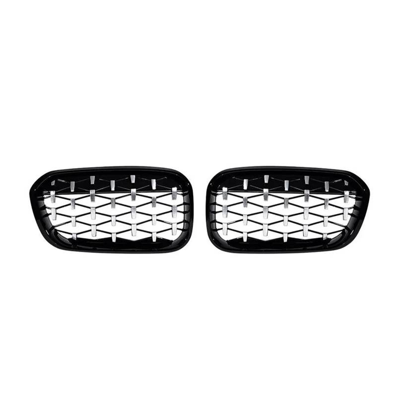 Kühlergrill Grill 1 Paar Für 1er F20 F21 2012 13 14 15 16 17 18 2019 Frontgrills Glänzend Schwarz Nierengrill Ersatz Racing Frontstoßstangengitter Front Kühlergrille(Diamond-Chrome Black) von Lhdktee