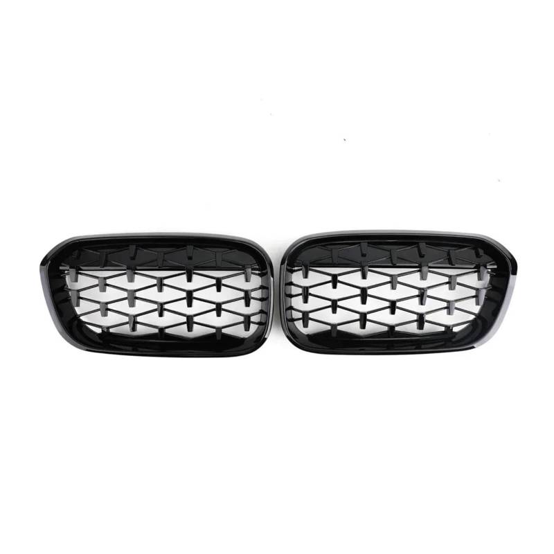 Kühlergrill Grill 1 Paar Für 1er F20 F21 2012 13 14 15 16 17 18 2019 Frontgrills Glänzend Schwarz Nierengrill Ersatz Racing Frontstoßstangengitter Front Kühlergrille(Diamonds-ChromeBlack) von Lhdktee