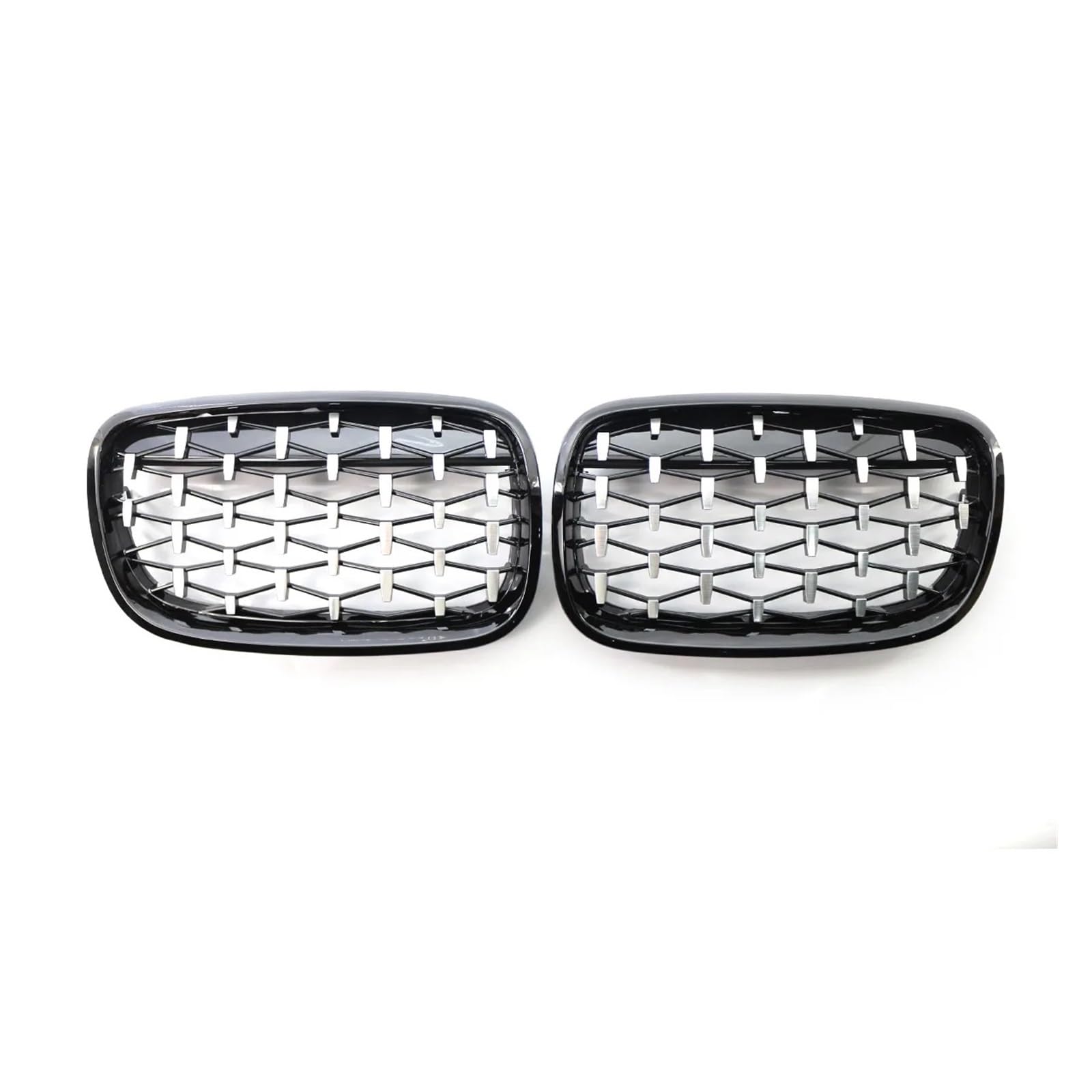 Kühlergrill Grill 1 Paar Für E70 E71 E72 Für X5 Für X6 2007-2013 Auto Diamant Meteor Stil Frontstoßstange Nierengrill Racing Grills Ersetzen Front Kühlergrille(Silver and Black) von Lhdktee
