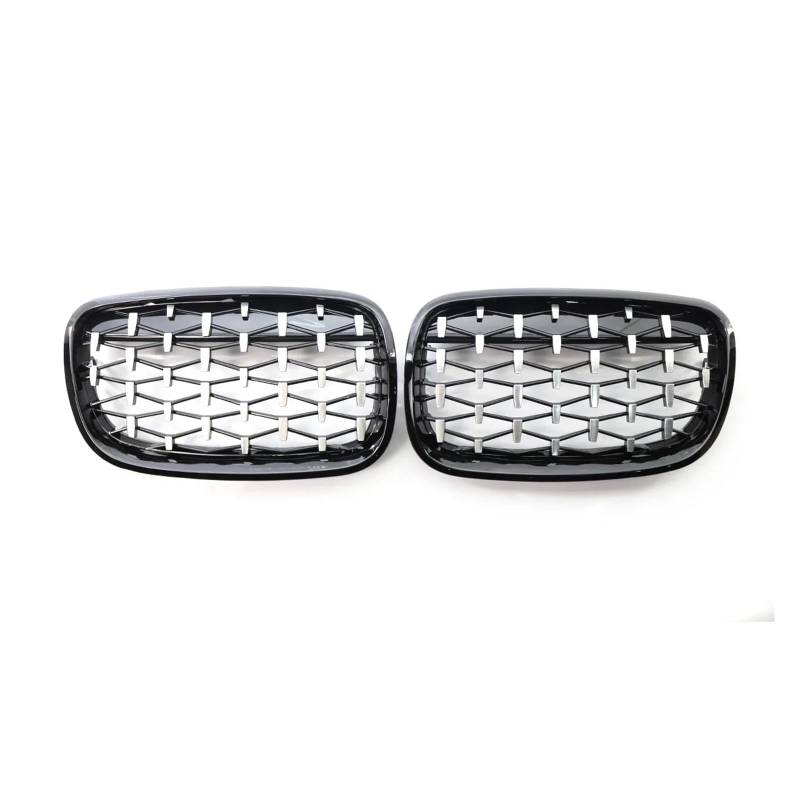 Kühlergrill Grill 1 Paar Für E70 E71 E72 Für X5 Für X6 2007-2013 Auto Diamant Meteor Stil Frontstoßstange Nierengrill Racing Grills Ersetzen Front Kühlergrille(Silver and Black) von Lhdktee